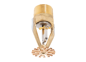 A golden fire sprinkler on a white background