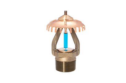 A golden fire sprinkler on a white background